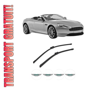Set stergatoare auto ASTON MARTIN DB9 Volante din 2005-2016, pentru parbriz auto, 2 bucati, Bosch Aerotwin, din cauciuc siliconat rezistent, 4 Stickere Auto ASTON MARTIN