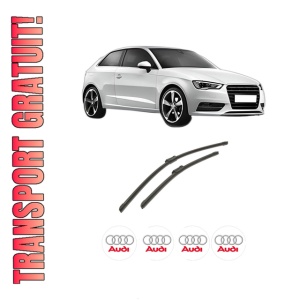 Set stergatoare auto AUDI A3 (8V1, 8VK) din 2012-2020, pentru parbriz auto, 2 bucati, Bosch Aerotwin, din cauciuc siliconat rezistent, 4 Stickere Auto AUDI