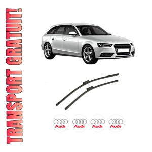 Set stergatoare auto AUDI A4 B8 Avant (8K5) din 2007-2015, pentru parbriz auto, 2 bucati, Bosch Aerotwin, din cauciuc siliconat rezistent, 4 Stickere Auto AUDI