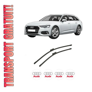 Set stergatoare auto AUDI A6 C8 (4A2) din 2018-2021, pentru parbriz auto, 2 bucati, Bosch Aerotwin, din cauciuc siliconat rezistent, 4 Stickere Auto AUDI