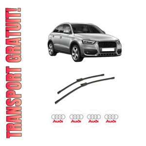 Set stergatoare auto AUDI Q3 (8UB, 8UG) din 2011-2018, pentru parbriz auto, 2 bucati, Bosch Aerotwin, din cauciuc siliconat rezistent, 4 Stickere Auto AUDI