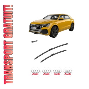 Set stergatoare auto AUDI Q8 (4MN, 4MT) din 2018-2020, pentru parbriz auto, 2 bucati, Bosch Aerotwin, din cauciuc siliconat rezistent, 4 Stickere Auto AUDI