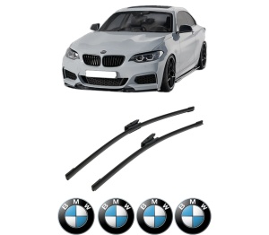 Set stergatoare auto BMW Seria 2 Coupe (F22, F87) din 2012-2021, pentru parbriz auto, 2 bucati, Bosch Aerotwin Multi, din cauciuc siliconat rezistent, 4 Stickere Auto BMW Seria - Img 2