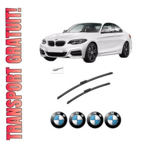 Set stergatoare auto BMW Seria 2 Coupe (G42, G87) din 2021-2024, pentru parbriz auto, 2 bucati, Bosch Aerotwin, din cauciuc siliconat rezistent, 4 Stickere Auto BMW Seria