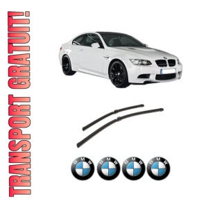 Set stergatoare auto BMW Seria 3 Coupe (E92) din 2006-2013, pentru parbriz auto, 2 bucati, Bosch Aerotwin, din cauciuc siliconat rezistent, 4 Stickere Auto BMW Seria