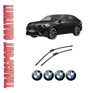 Set stergatoare auto BMW Seria X2 (U10) din 2023-2024, pentru parbriz auto, 2 bucati, Bosch Aerotwin, din cauciuc siliconat rezistent, 4 Stickere Auto BMW Seria