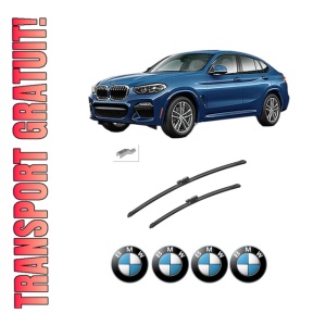 Set stergatoare auto BMW Seria X4 (G02, F98) din 2018-2021, pentru parbriz auto, 2 bucati, Bosch Aerotwin, din cauciuc siliconat rezistent, 4 Stickere Auto BMW Seria