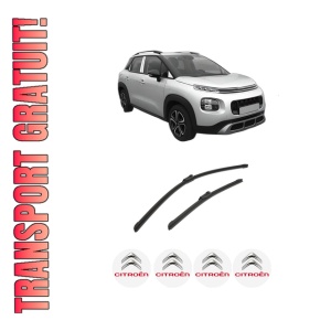 Set stergatoare auto CITROEN C3 AIRCROSS II (2R_, 2C_) din 2017-2020, pentru parbriz auto, 2 bucati, Bosch Aerotwin, din cauciuc siliconat rezistent, 4 Stickere Auto CITROEN