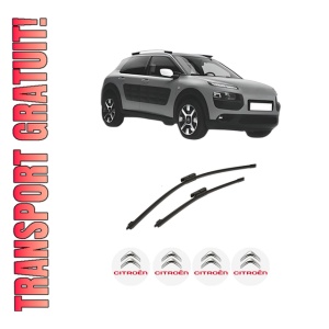 Set stergatoare auto CITROEN C4 CACTUS din 2014-2018, pentru parbriz auto, 2 bucati, Bosch Aerotwin, din cauciuc siliconat rezistent, 4 Stickere Auto CITROEN