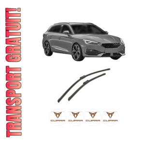 Set stergatoare auto CUPRA LEON Sportstourer (KL8, KU8, KUD) din 2020-2022, pentru parbriz auto, 2 bucati, Bosch Aerotwin, din cauciuc siliconat rezistent, 4 Stickere Auto CUPRA