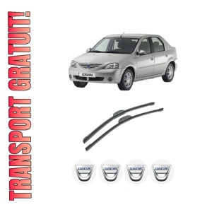 Set stergatoare auto DACIA LOGAN (LS_) din 2004-2012, pentru parbriz auto, 2 bucati, Bosch Aerotwin Retrofit, din cauciuc siliconat rezistent, 4 Stickere Auto DACIA