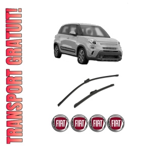Set stergatoare auto FIAT 500L (351_, 352_) din 2012-2018, pentru parbriz auto, 2 bucati, Bosch Aerotwin, din cauciuc siliconat rezistent, 4 Stickere Auto FIAT