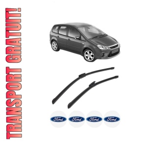 Set stergatoare auto FORD C-MAX (DM2) din 2007-2010, pentru parbriz auto, 2 bucati, Bosch Aerotwin Multi, din cauciuc siliconat rezistent, 4 Stickere Auto FORD