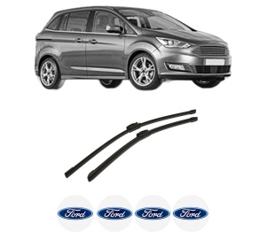 Set stergatoare auto FORD C-MAX II Van din 2010-2019, pentru parbriz auto, 2 bucati, Bosch Aerotwin, din cauciuc siliconat rezistent, 4 Stickere Auto FORD - Img 2