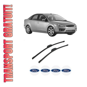 Set stergatoare auto FORD FOCUS II Saloon (DB_, FCH, DH) din 2005-2012, pentru parbriz auto, 2 bucati, Bosch Aerotwin Retrofit, din cauciuc siliconat rezistent, 4 Stickere Auto FORD