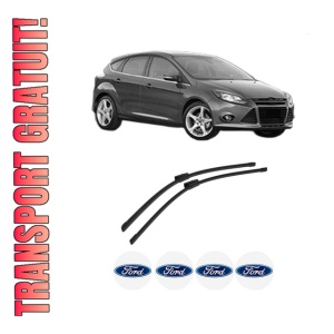 Set stergatoare auto FORD FOCUS III din 2010-2020, pentru parbriz auto, 2 bucati, Bosch Aerotwin Multi, din cauciuc siliconat rezistent, 4 Stickere Auto FORD