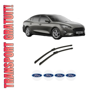 Set stergatoare auto FORD FOCUS IV Saloon (HM) din 2018-2024, pentru parbriz auto, 2 bucati, Bosch Aerotwin, din cauciuc siliconat rezistent, 4 Stickere Auto FORD