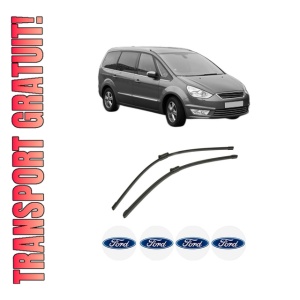 Set stergatoare auto FORD GALAXY II (WA6) din 2006-2015, pentru parbriz auto, 2 bucati, Bosch Aerotwin, din cauciuc siliconat rezistent, 4 Stickere Auto FORD