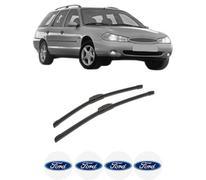 Set stergatoare auto FORD MONDEO II Turnier (BNP) din 1996-2000, pentru parbriz auto, 2 bucati, Bosch Aerotwin Retrofit, din cauciuc siliconat rezistent, 4 Stickere Auto FORD - Img 2