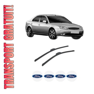 Set stergatoare auto FORD MONDEO III Saloon (B4Y) din 2000-2007, pentru parbriz auto, 2 bucati, Bosch Aerotwin Retrofit, din cauciuc siliconat rezistent, 4 Stickere Auto FORD