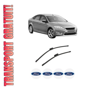 Set stergatoare auto FORD MONDEO IV Saloon (BA7) din 2007-2015, pentru parbriz auto, 2 bucati, Bosch Aerotwin Multi, din cauciuc siliconat rezistent, 4 Stickere Auto FORD