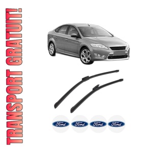 Set stergatoare auto FORD MONDEO IV Saloon (BA7) din 2007-2015, pentru parbriz auto, 2 bucati, Bosch Aerotwin Multi, din cauciuc siliconat rezistent, 4 Stickere Auto FORD