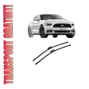 Set stergatoare auto FORD MUSTANG Coupe din 2004-2024, pentru parbriz auto, 2 bucati, Bosch Aerotwin, din cauciuc siliconat rezistent, 4 Stickere Auto FORD