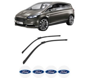 Set stergatoare auto FORD S-MAX (CJ, WA6) din 2015-2018, pentru parbriz auto, 2 bucati, Bosch Aerotwin, din cauciuc siliconat rezistent, 4 Stickere Auto FORD - Img 2