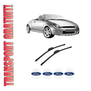 Set stergatoare auto FORD STREET KA (RL2) din 2003-2005, pentru parbriz auto, 2 bucati, Bosch Aerotwin Retrofit, din cauciuc siliconat rezistent, 4 Stickere Auto FORD