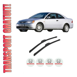 Set stergatoare auto HONDA CIVIC VII Coupe (EM2) din 2001-2005, pentru parbriz auto, 2 bucati, Bosch Aerotwin Retrofit, din cauciuc siliconat rezistent, 4 Stickere Auto HONDA