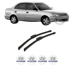 Set stergatoare auto HYUNDAI ACCENT II Saloon (LC) din 1999-2006, pentru parbriz auto, 2 bucati, Bosch Aerotwin Retrofit, din cauciuc siliconat rezistent, 4 Stickere Auto HYUNDAI - Img 2