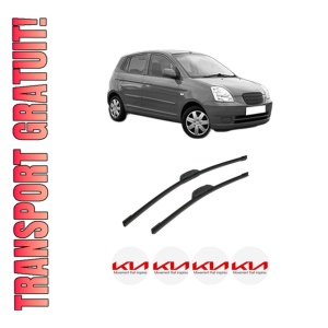 Set stergatoare auto KIA PICANTO I (SA) din 2004-2011, pentru parbriz auto, 2 bucati, Bosch Aerotwin Retrofit, din cauciuc siliconat rezistent, 4 Stickere Auto KIA