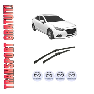 Set stergatoare auto MAZDA 3 Saloon (BP_) din 2018-2020, pentru parbriz auto, 2 bucati, Bosch Aerotwin Retrofit, din cauciuc siliconat rezistent, 4 Stickere Auto MAZDA
