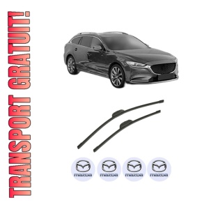 Set stergatoare auto MAZDA 6 Estate Van (GJ) din 2013-2016, pentru parbriz auto, 2 bucati, Bosch Aerotwin, din cauciuc siliconat rezistent, 4 Stickere Auto MAZDA