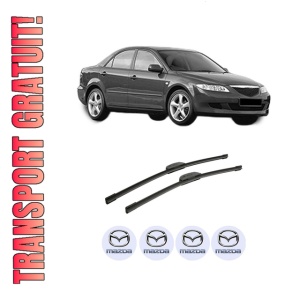 Set stergatoare auto MAZDA 6 Saloon (GG) din 2002-2007, pentru parbriz auto, 2 bucati, Bosch Aerotwin Retrofit, din cauciuc siliconat rezistent, 4 Stickere Auto MAZDA