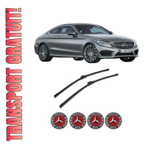 Set stergatoare auto MERCEDES-BENZ C-CLASS Coupe (C205) din 2015-2023, pentru parbriz auto, 2 bucati, Bosch Aerotwin, din cauciuc siliconat rezistent, 4 Stickere Auto MERCEDES-BENZ
