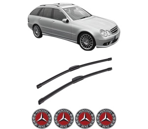 Set stergatoare auto MERCEDES-BENZ C-CLASS T-Model (S203) din 2001-2007, pentru parbriz auto, 2 bucati, Bosch Aerotwin Retrofit, din cauciuc siliconat rezistent, 4 Stickere Auto MERCEDES-BENZ - Img 2