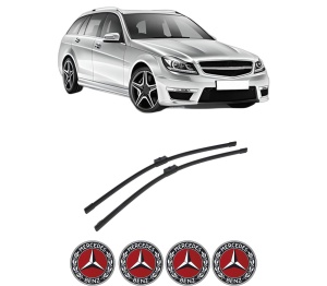 Set stergatoare auto MERCEDES-BENZ C-CLASS T-Model (S204) din 2007-2014, pentru parbriz auto, 2 bucati, Bosch Aerotwin, din cauciuc siliconat rezistent, 4 Stickere Auto MERCEDES-BENZ - Img 2
