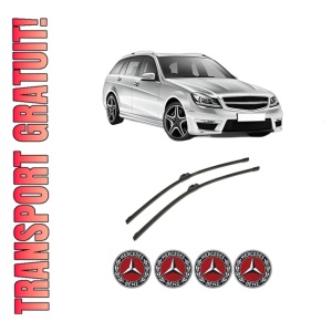 Set stergatoare auto MERCEDES-BENZ C-CLASS T-Model (S204) din 2007-2014, pentru parbriz auto, 2 bucati, Bosch Aerotwin, din cauciuc siliconat rezistent, 4 Stickere Auto MERCEDES-BENZ