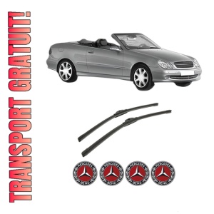 Set stergatoare auto MERCEDES-BENZ CLK Convertible (A209) din 2002-2010, pentru parbriz auto, 2 bucati, Bosch Aerotwin, din cauciuc siliconat rezistent, 4 Stickere Auto MERCEDES-BENZ