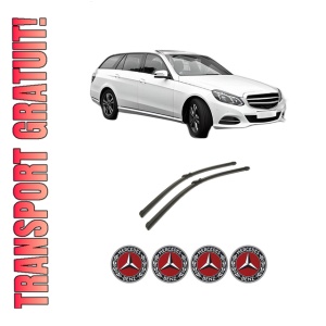 Set stergatoare auto MERCEDES-BENZ E-CLASS T-Model (S212) din 2009-2016, pentru parbriz auto, 2 bucati, Bosch Aerotwin, din cauciuc siliconat rezistent, 4 Stickere Auto MERCEDES-BENZ