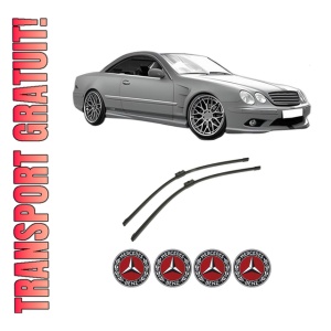 Set stergatoare auto MERCEDES-BENZ S-CLASS Coupe (C215) din 1999-2006, pentru parbriz auto, 2 bucati, Bosch Aerotwin, din cauciuc siliconat rezistent, 4 Stickere Auto MERCEDES-BENZ