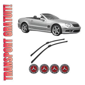 Set stergatoare auto MERCEDES-BENZ SL (R230) din 2001-2012, pentru parbriz auto, 2 bucati, Bosch Aerotwin, din cauciuc siliconat rezistent, 4 Stickere Auto MERCEDES-BENZ