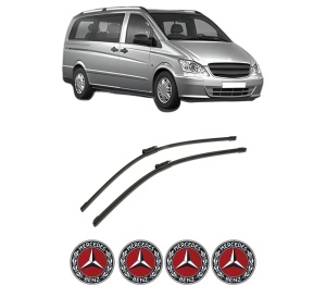 Set stergatoare auto MERCEDES-BENZ VITO Bus (W639) din 2003-2014, pentru parbriz auto, 2 bucati, Bosch Aerotwin, din cauciuc siliconat rezistent, 4 Stickere Auto MERCEDES-BENZ - Img 2