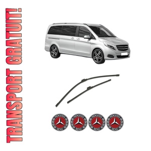 Set stergatoare auto MERCEDES-BENZ VITO Mixto (Double Cabin) (W447) din 2014-2021, pentru parbriz auto, 2 bucati, Bosch Aerotwin, din cauciuc siliconat rezistent, 4 Stickere Auto MERCEDES-BENZ