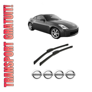 Set stergatoare auto NISSAN 350Z Coupe (Z33) din 2002-2008, pentru parbriz auto, 2 bucati, Bosch Aerotwin Retrofit, din cauciuc siliconat rezistent, 4 Stickere Auto NISSAN