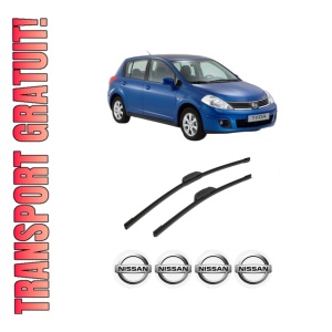 Set stergatoare auto NISSAN TIIDA Hatchback (C11) din 2004-2013, pentru parbriz auto, 2 bucati, Bosch Aerotwin Retrofit, din cauciuc siliconat rezistent, 4 Stickere Auto NISSAN