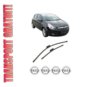 Set stergatoare auto OPEL CORSA D (S07) din 2006-2014, pentru parbriz auto, 2 bucati, Bosch Aerotwin Multi, din cauciuc siliconat rezistent, 4 Stickere Auto OPEL