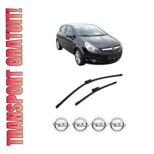 Set stergatoare auto OPEL CORSA D (S07) din 2006-2014, pentru parbriz auto, 2 bucati, Bosch Aerotwin Multi, din cauciuc siliconat rezistent, 4 Stickere Auto OPEL
