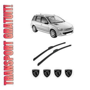 Set stergatoare auto PEUGEOT 206 SW (2E/K) din 2002-2008, pentru parbriz auto, 2 bucati, Bosch Aerotwin Retrofit, din cauciuc siliconat rezistent, 4 Stickere Auto PEUGEOT